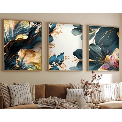 Elegant Decorative Framed MDF Paintings (3 Pieces), 50 x 70 cm | 100% MDF & Solid Wood Frame, 2.5 cm Thick | Perfect for Home Decor & Art Lovers