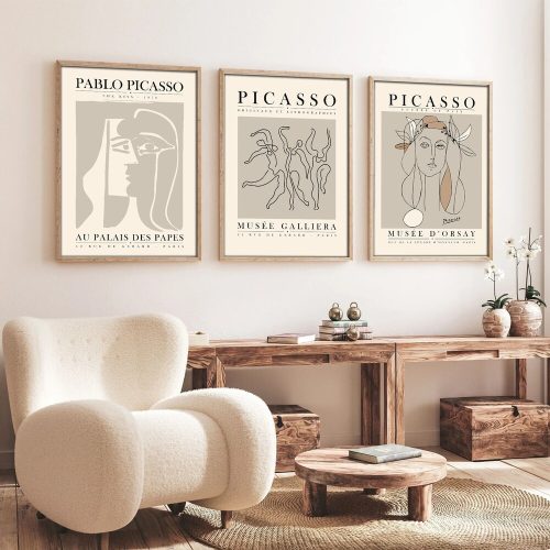 Elegant Decorative Framed MDF Paintings (3 Pieces), 50 x 70 cm | 100% MDF & Solid Wood Frame, 2 cm Thick | Perfect for Home Decor & Art Lovers