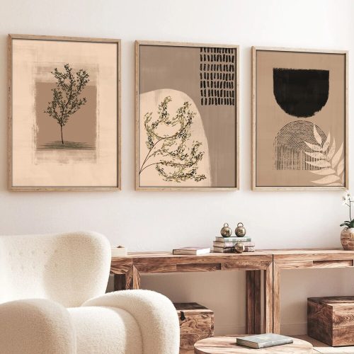 Elegant Decorative Framed MDF Paintings (3 Pieces), 50 x 70 cm | 100% MDF & Solid Wood Frame, 2 cm Thick | Perfect for Home Decor & Art Lovers