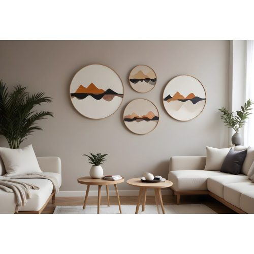 Elegant Decorative Framed MDF Paintings (4 Pieces) | 100% Solid Wood, 1.5 cm Thick | Sizes: 45x45, 36x36, 27x27, 18x18 cm | Perfect for Home Decor