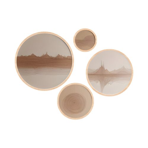 Elegant Decorative Framed MDF Paintings (4 Pieces) | 100% Solid Wood, 1.5 cm Thick | Sizes: 45x45, 36x36, 27x27, 18x18 cm | Perfect for Home Decor