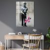 Decorative Tempered Glass Painting by Banksy, 45 x 65 cm | 100% Tempered Glass, 4 mm Thick | Stylish Wall Art for Modern Homes & Offices