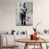 Decorative Tempered Glass Painting by Banksy, 45 x 65 cm | 100% Tempered Glass, 4 mm Thick | Stylish Wall Art for Modern Homes & Offices