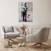 Decorative Tempered Glass Painting by Banksy, 45 x 65 cm | 100% Tempered Glass, 4 mm Thick | Stylish Wall Art for Modern Homes & Offices