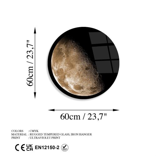 Elegant Decorative Tempered Glass Painting, 60 cm Diameter | 100% Shatter-Resistant Glass, 4 mm Thick | High-Resolution UV Print, Easy to Clean, Vibrant Colors