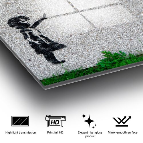 Stunning Banksy Decorative Tempered Glass Painting, 70 x 100 cm | 100% Tempered Glass, 4 mm Thick | Perfect for Modern Home Decor & Art Lovers