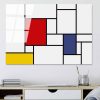 Decorative Tempered Glass Painting by Piet Mondrian, 70 x 100 cm, 100% Tempered Glass (4 mm) | Vibrant Red, Blue & Yellow | Perfect for Modern Decor