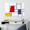 Decorative Tempered Glass Painting by Piet Mondrian, 70 x 100 cm, 100% Tempered Glass (4 mm) | Vibrant Red, Blue & Yellow | Perfect for Modern Decor