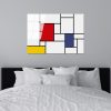 Decorative Tempered Glass Painting by Piet Mondrian, 70 x 100 cm, 100% Tempered Glass (4 mm) | Vibrant Red, Blue & Yellow | Perfect for Modern Decor