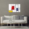 Decorative Tempered Glass Painting by Piet Mondrian, 70 x 100 cm, 100% Tempered Glass (4 mm) | Vibrant Red, Blue & Yellow | Perfect for Modern Decor