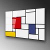 Decorative Tempered Glass Painting by Piet Mondrian, 70 x 100 cm, 100% Tempered Glass (4 mm) | Vibrant Red, Blue & Yellow | Perfect for Modern Decor