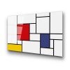 Decorative Tempered Glass Painting by Piet Mondrian, 70 x 100 cm, 100% Tempered Glass (4 mm) | Vibrant Red, Blue & Yellow | Perfect for Modern Decor