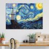 Van Gogh Starry Night Tempered Glass Painting, 70 x 100 cm | 100% Tempered Glass (4 mm) | Elegant Wall Art for Home & Office Decor