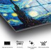 Van Gogh Starry Night Tempered Glass Painting, 70 x 100 cm | 100% Tempered Glass (4 mm) | Elegant Wall Art for Home & Office Decor