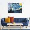 Van Gogh Starry Night Tempered Glass Painting, 70 x 100 cm | 100% Tempered Glass (4 mm) | Elegant Wall Art for Home & Office Decor