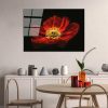 Stunning Tempered Glass Painting - Blooming Red Poppy Flower, 70 x 100 cm | 100% Tempered Glass (4 mm) | Elegant Wall Art for Home & Office Decor