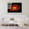 Stunning Tempered Glass Painting - Blooming Red Poppy Flower, 70 x 100 cm | 100% Tempered Glass (4 mm) | Elegant Wall Art for Home & Office Decor