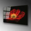 Stunning Tempered Glass Painting - Blooming Red Poppy Flower, 70 x 100 cm | 100% Tempered Glass (4 mm) | Elegant Wall Art for Home & Office Decor