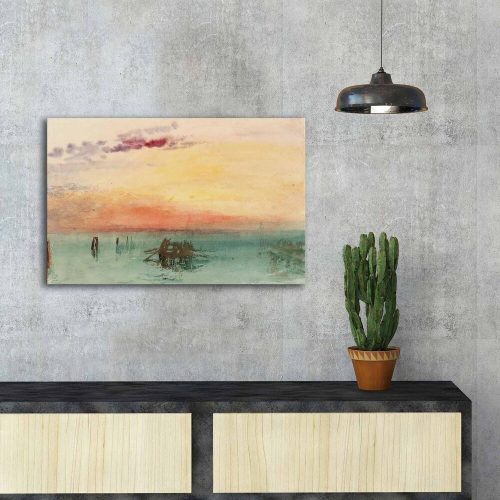 Joseph Turner Decorative Canvas Painting, 'Venice seen by Fusina' | 45 x 70 cm | 100% Suede Canvas, 100% Wooden Frame (3 cm Thick) | Elegant Wall Art