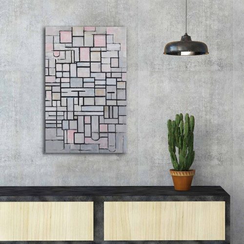Decorative Canvas Painting by Piet Mondrian, 'Composition 6' (45 x 70 cm) | 100% Suede Canvas, 100% Wooden Frame (3 cm) | Elegant Art for Modern Spaces