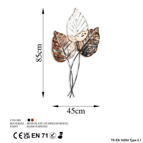 Handmade Decorative Metal Wall Accessory, 45 x 85 cm | 100% Metal (1.5 mm) | Unique Brown & Black Design, Perfect for Home Decor & Art Display