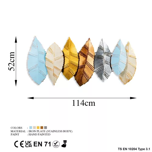 Handmade Decorative Metal Wall Accessory, 52 x 114 cm | 100% Metal (1.5 mm) | Unique Hand-Painted Design, Perfect for Home Decor & Art Lovers