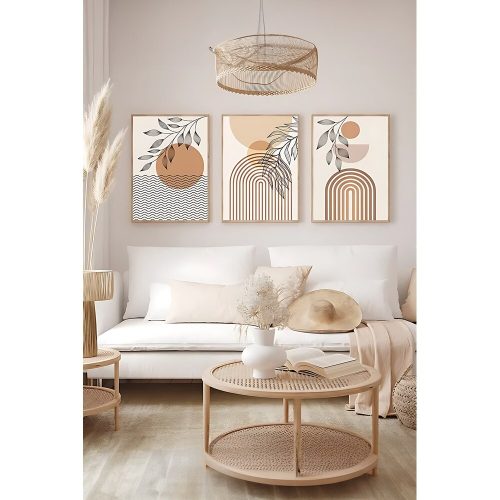 Elegant Decorative Framed Painting Set (3 Pieces), Solid Wood Frame, 33 x 48 cm | 100% MDF, Digital Printing | Perfect for Home Decor & Art Lovers