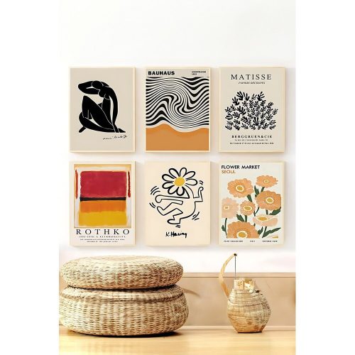 Elegant Decorative Framed Paintings (6 Pieces), Solid Wood Frame, 33 x 48 cm | 100% MDF, Digital Printing | Perfect for Home Decor & Art Lovers