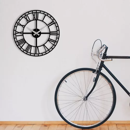 Elegant Black Decorative Metal Wall Clock, 48 x 48 cm | 100% Metal, 1.2mm Thickness | Requires 1 AA Battery (Not Included) | Stylish Home Decor