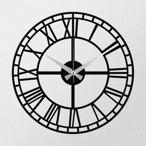 Elegant Black Decorative Metal Wall Clock, 48 x 48 cm | 100% Metal, 1.2mm Thickness | Requires 1 AA Battery (Not Included) | Stylish Home Decor