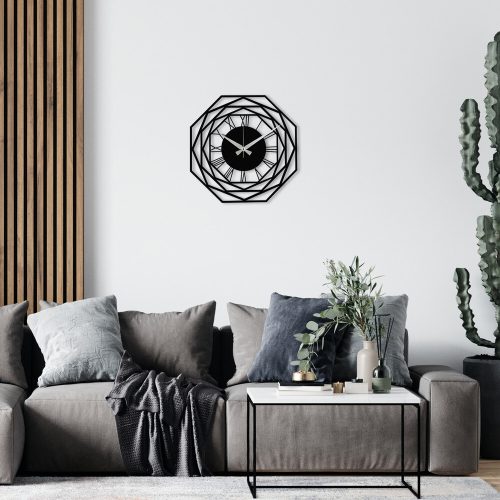 Elegant Black Decorative Metal Wall Clock, 48 x 48 cm | 100% Metal, 1.2mm Thickness | Requires 1 AA Battery (Not Included) | Stylish Home Decor