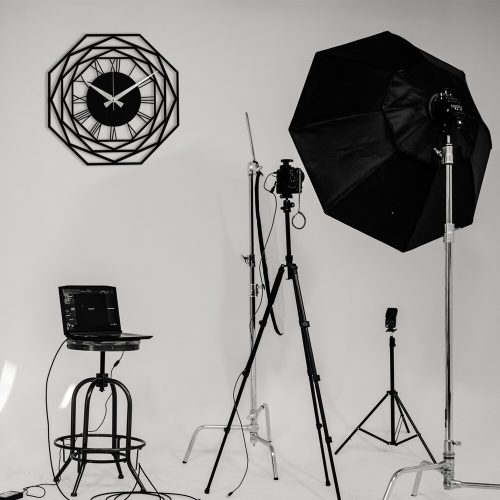 Elegant Black Decorative Metal Wall Clock, 48 x 48 cm | 100% Metal, 1.2mm Thickness | Requires 1 AA Battery (Not Included) | Stylish Home Decor