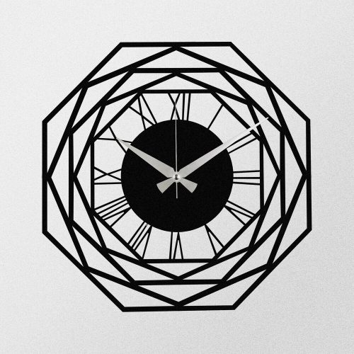 Elegant Black Decorative Metal Wall Clock, 48 x 48 cm | 100% Metal, 1.2mm Thickness | Requires 1 AA Battery (Not Included) | Stylish Home Decor