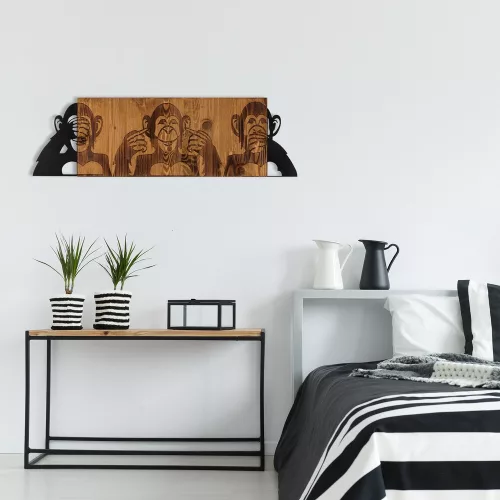Elegant Decorative Wooden Wall Accessory, 82 x 58 cm, Black & Walnut | 100% Metal (1.2 mm) & Wooden Frame (3 cm) | Perfect for Modern Home Decor