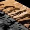 Elegant Decorative Wooden Wall Accessory, Black & Walnut, 58 x 37 cm | 100% Metal Frame (1.2 mm) & Solid Wood (3 cm) | Perfect for Modern Decor