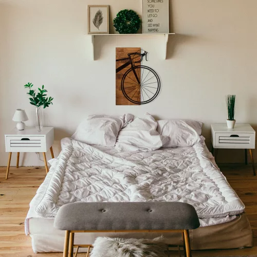 Elegant Decorative Wooden Wall Accessory, 45 x 58 cm | 100% Metal Frame (1.2 mm) & Solid Wood (3 cm) | Stylish Black & Walnut Design for Home Decor