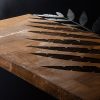 Elegant Decorative Wooden Wall Accessory, 50 x 58 cm | 100% Metal Frame (1.2 mm) & Solid Wood (3 cm) | Stylish Black & Walnut Design for Home Décor