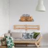Elegant Decorative Wooden Wall Accessory, 74 x 37 cm | 100% Metal Frame (1.2 mm) & Solid Wood (3 cm) | Stylish Black & Walnut Design for Home Décor