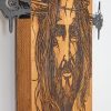 Elegant Decorative Wooden Wall Accessory, 74 x 37 cm | 100% Metal Frame (1.2 mm) & Solid Wood (3 cm) | Stylish Black & Walnut Design for Home Décor