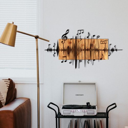 Elegant Decorative Wooden Wall Accessory, 90 x 47 cm | 100% Metal (1.2 mm) & Wooden Frame (3 cm) | Stylish Black & Walnut Design for Modern Spaces