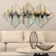 Elegant Decorative MDF Paintings (4 Pieces), 100% MDF, UV Printed | 40x40 cm (2) & 20x20 cm (2) | Total Size: 60x115 cm | Easy Wall Hanging with Double-Sided Tape