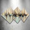 Elegant Decorative MDF Paintings (4 Pieces), 100% MDF, UV Printed | 40x40 cm (2) & 20x20 cm (2) | Total Size: 60x115 cm | Easy Wall Hanging with Double-Sided Tape