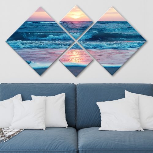 Elegant Decorative MDF Paintings (4 Pieces), 100% MDF, UV Printed | 40x40 cm (2) & 20x20 cm (2) | Total Size: 60x115 cm | Easy Wall Hanging with Double-Sided Tape