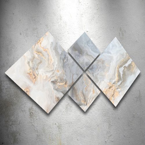 Elegant Decorative MDF Paintings (4 Pieces), 100% MDF, UV Printed | 40x40 cm (2) & 20x20 cm (2) | Total Size: 60x115 cm | Easy Wall Hanging with Double-Sided Tape