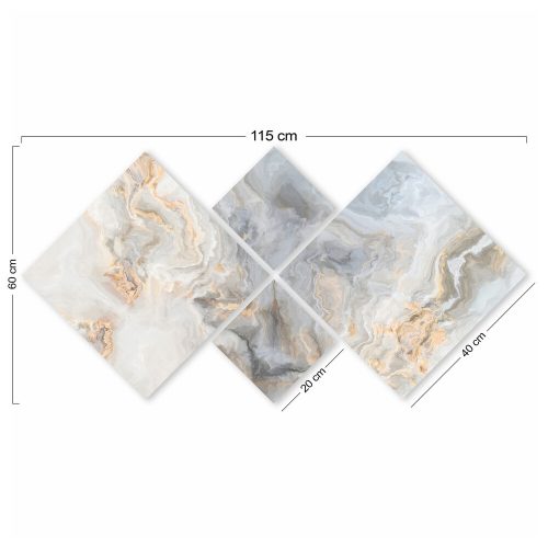 Elegant Decorative MDF Paintings (4 Pieces), 100% MDF, UV Printed | 40x40 cm (2) & 20x20 cm (2) | Total Size: 60x115 cm | Easy Wall Hanging with Double-Sided Tape