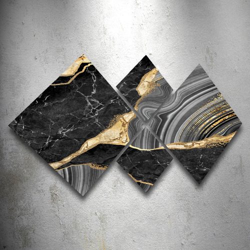 Elegant Decorative MDF Paintings (4 Pieces), 100% MDF, UV Printed | 40x40 cm (2) & 20x20 cm (2) | Total Size: 60x115 cm | Easy Wall Hanging with Double-Sided Tape
