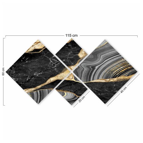 Elegant Decorative MDF Paintings (4 Pieces), 100% MDF, UV Printed | 40x40 cm (2) & 20x20 cm (2) | Total Size: 60x115 cm | Easy Wall Hanging with Double-Sided Tape
