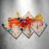 Elegant Decorative MDF Paintings (4 Pieces), 100% MDF, UV Printed | 40x40 cm (2) & 20x20 cm (2) | Total Size: 60x115 cm | Easy Wall Hanging with Double-Sided Tape