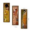 Elegant Gustav Klimt Decorative Framed MDF Paintings (3 Pieces), 19 x 70 cm | 100% MDF & Pine Wood Frame | UV Printed Art for Modern Home Decor