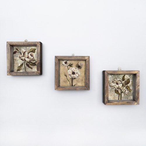 Elegant Decorative Framed MDF Paintings (3 Pieces), 15 x 15 cm | 100% MDF & Pine Wood Frame, UV Printed | Perfect for Home Decor & Art Lovers